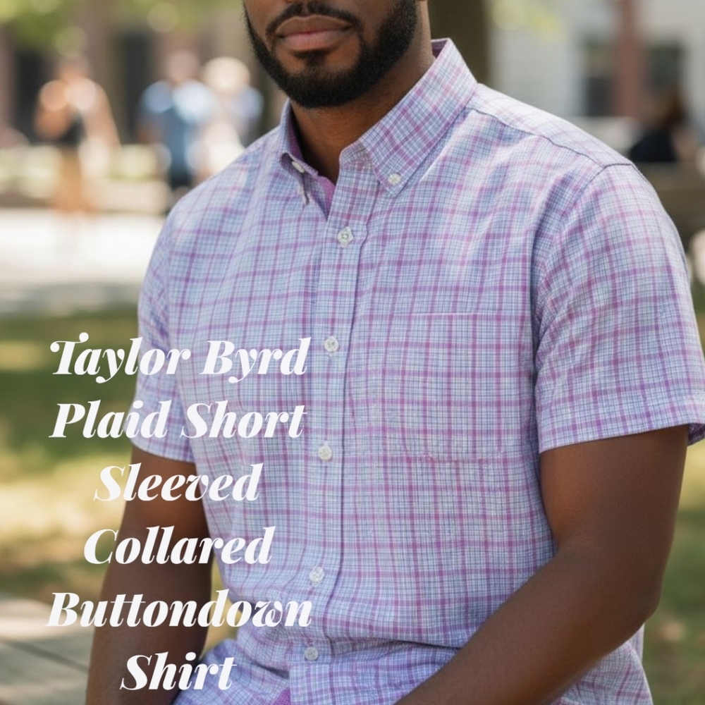 Tailorbyrd Pink and Blue Plaid Button Down Shirt Men's XXL Nwot
